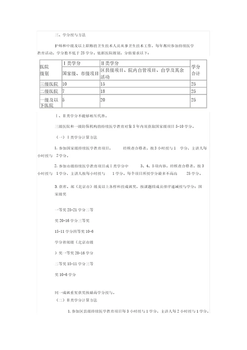 北京继续医学教育学分授予办法