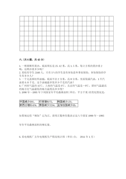 苏教版数学六年级下册试题期末模拟检测卷附答案（黄金题型）.docx