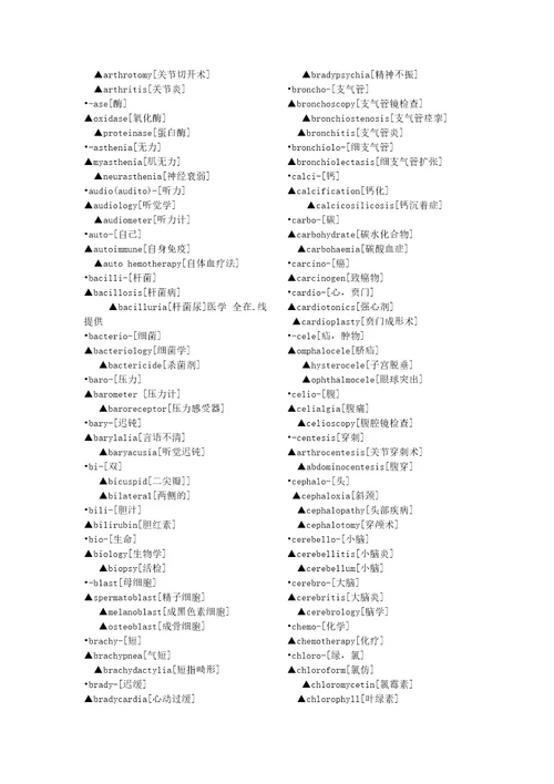 医学英语常用前后缀