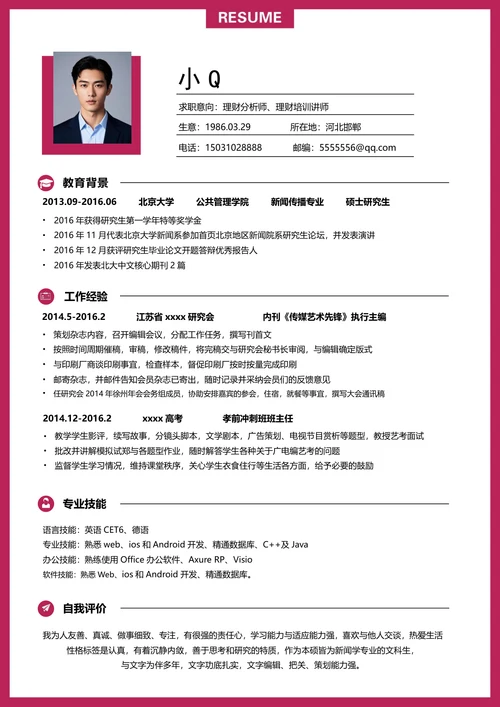 理财分析师理财培训讲师简历2