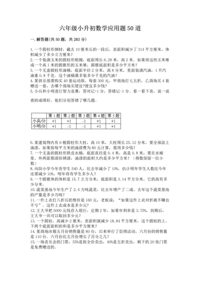 六年级小升初数学应用题50道及完整答案（典优）.docx