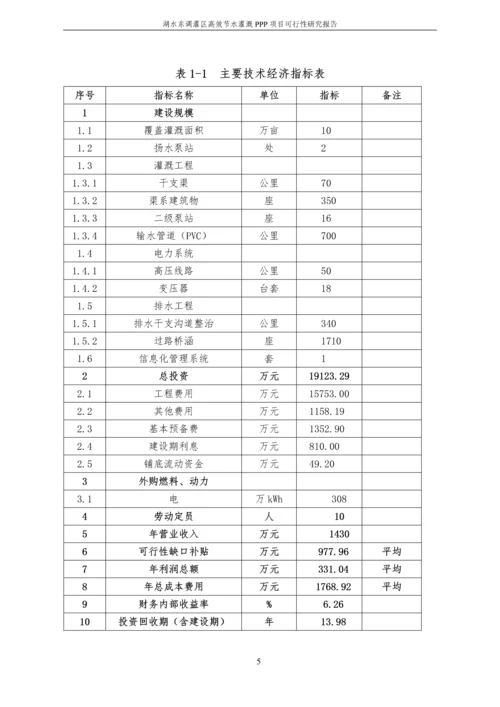 湖水东调灌区高效节水灌溉PPP项目可行性研究报告.docx