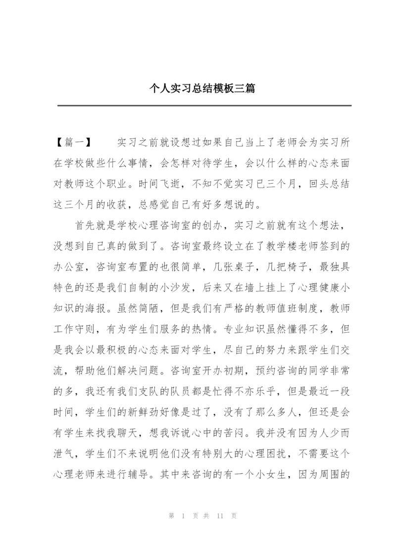 个人实习总结模板三篇.docx