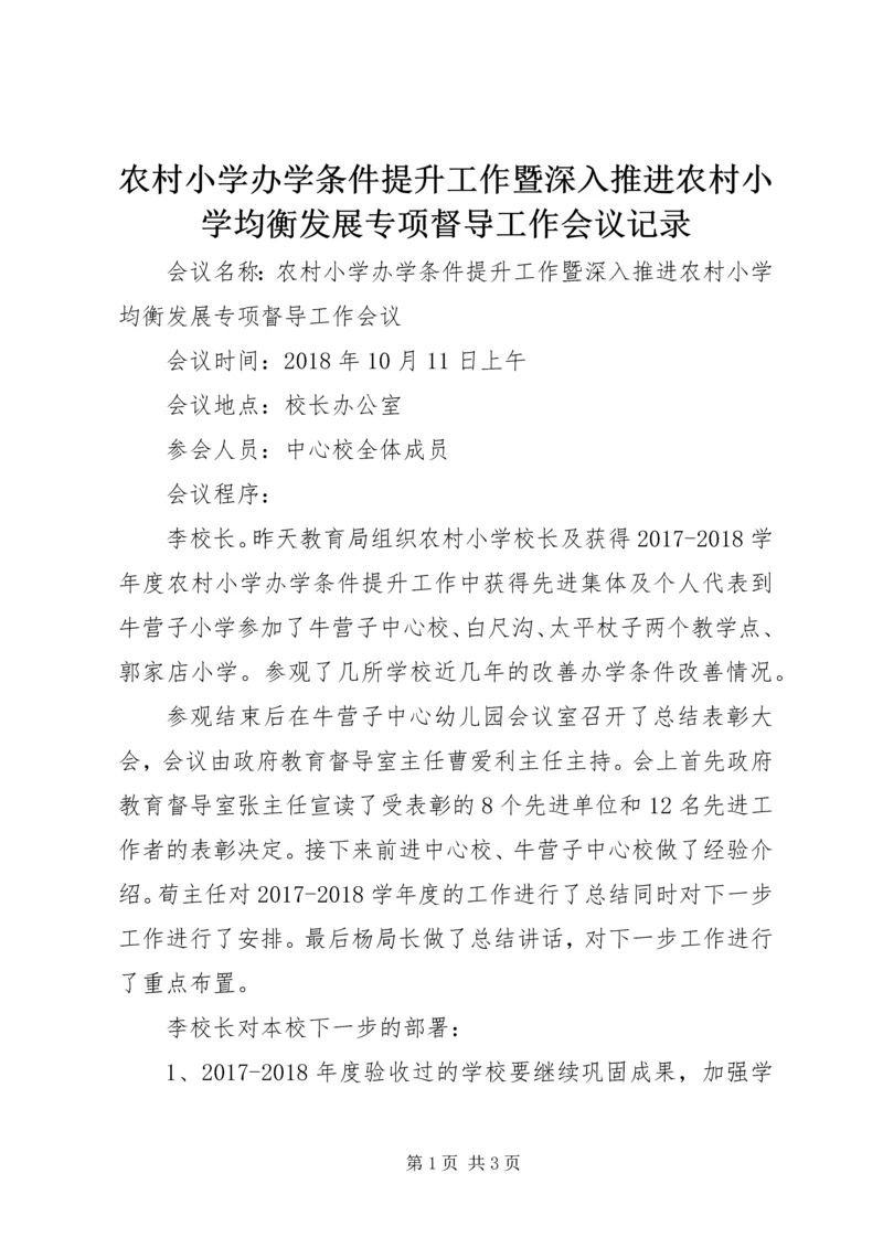 农村小学办学条件提升工作暨深入推进农村小学均衡发展专项督导工作会议记录.docx