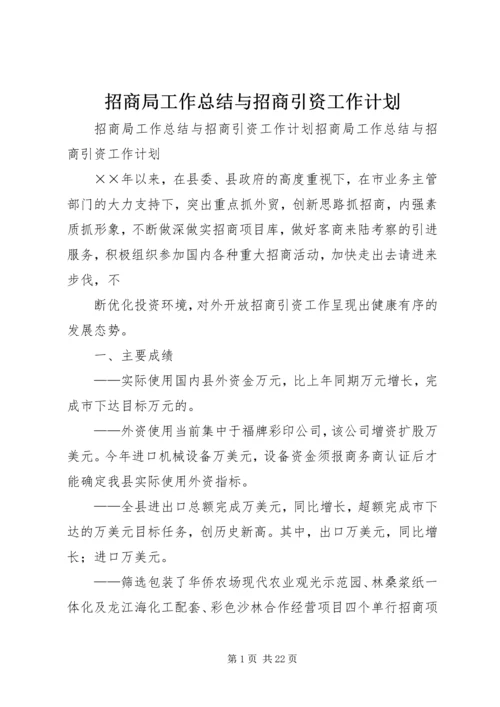 招商局工作总结与招商引资工作计划 (2).docx