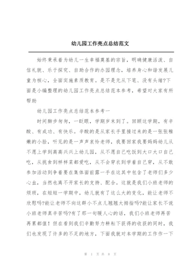 幼儿园工作亮点总结范文.docx