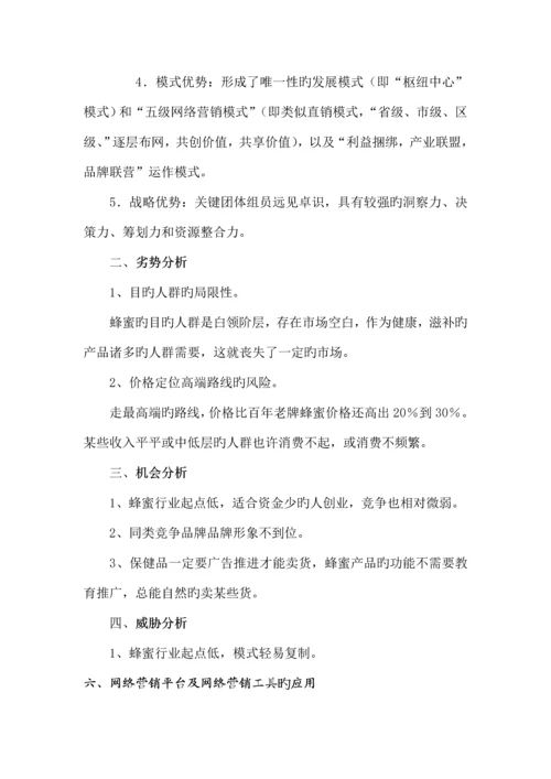 蜂蜜网络营销方案.docx