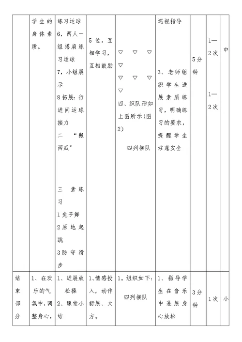 小学二年级篮球原地运球教学设计