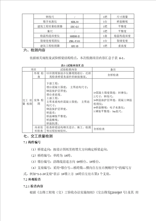 公路桥梁工程项目交工验收检测报告模板