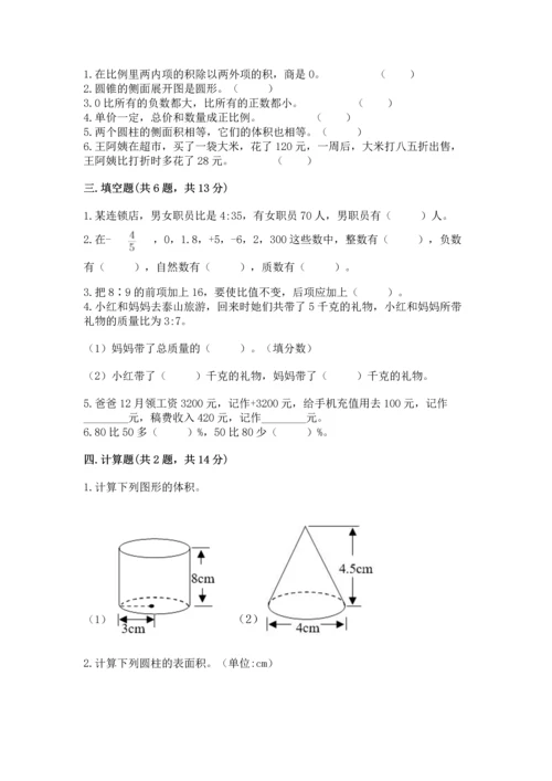 人教版六年级下册数学期末测试卷必考题.docx