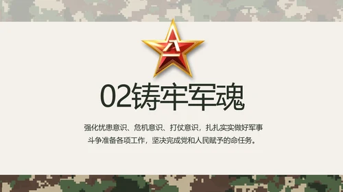 迷彩风八一部队士兵工作总结PPT