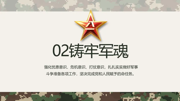 迷彩风八一部队士兵工作总结PPT
