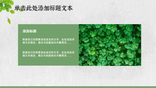 文艺小清新绿叶通用PPT模板
