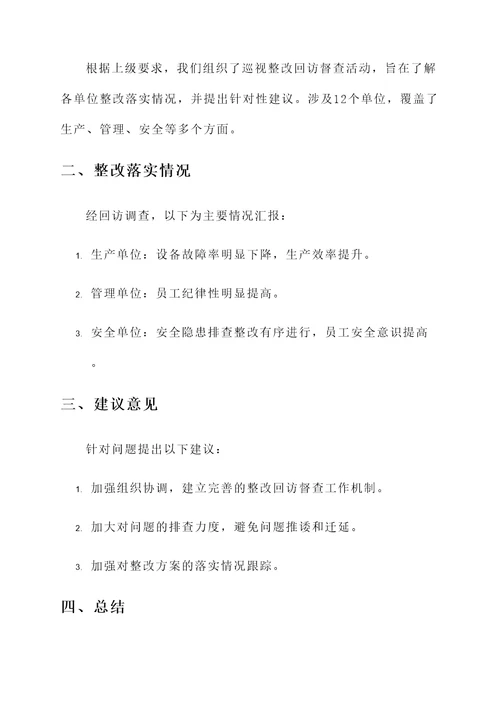 巡视整改回访督查情况汇报