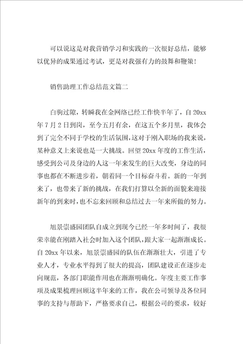 销售助理工作总结范文三篇