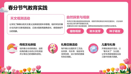 粉色插画风春分节气文化科普 PPT模板