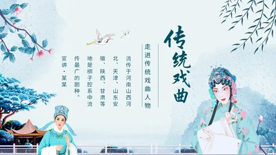 京剧走进传统戏曲人物动态通用PPT模板