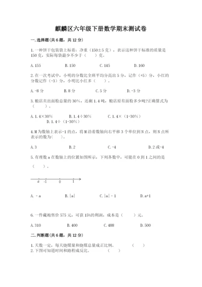 麒麟区六年级下册数学期末测试卷标准卷.docx