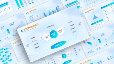 蓝色科技风逻辑表格PPT版式合集