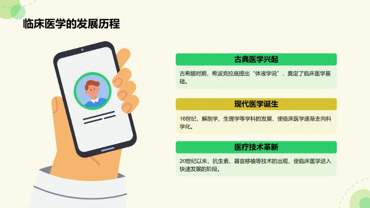 绿色插画风临床医学与健康诊疗指南PPT模板