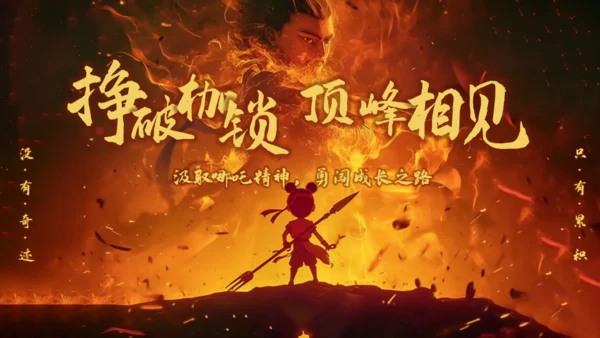 哪吒精神开学收心第一课通用PPT模板