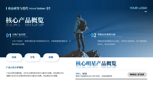 蓝色商务风年终商业合作介绍汇报ppt模板