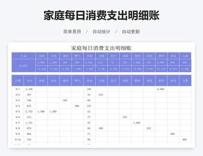 家庭每日消费支出明细账