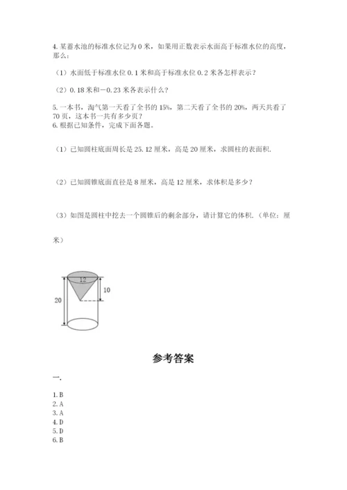 人教版六年级数学小升初试卷及完整答案【各地真题】.docx