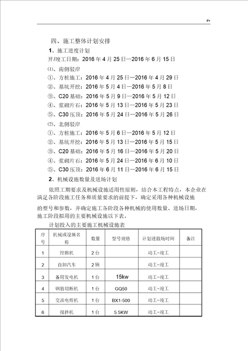 驳岸项目工程施工方案方针