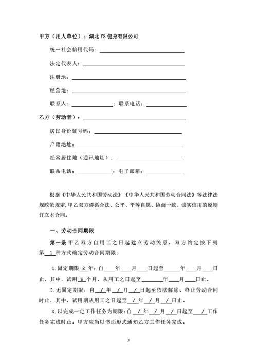 湖北有限公司劳动合同（律师拟定详细版）