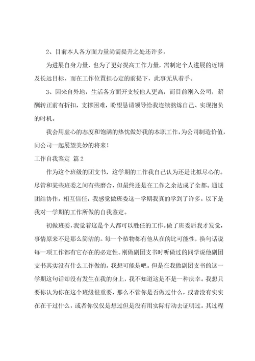 工作自我鉴定汇编六篇