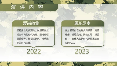 迷彩风军事部队主题工作总结动态PPT