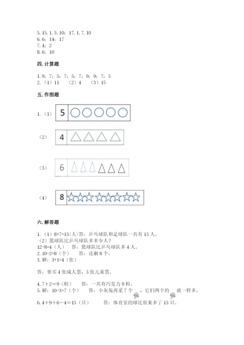 小学数学试卷一年级上册数学期末测试卷精品（完整版）.docx