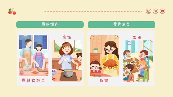 黄色卡通插画幼儿园膳食委员会会议主题班会通用PPT饮食健康膳食