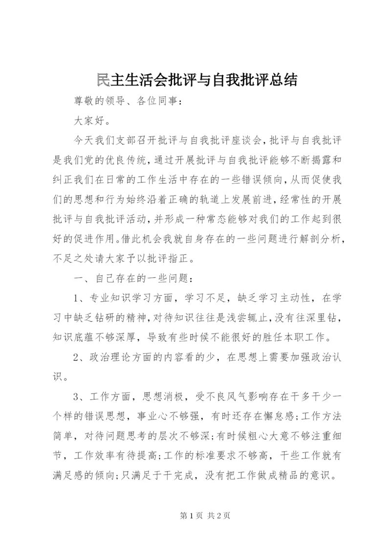 民主生活会批评与自我批评总结 (3).docx