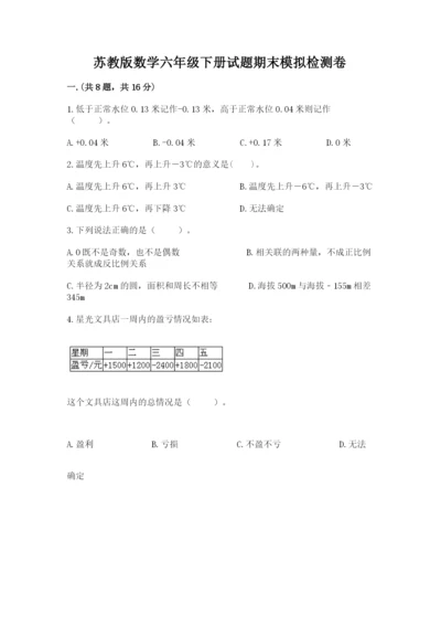 苏教版数学六年级下册试题期末模拟检测卷附完整答案【必刷】.docx