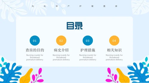 蓝色卡通风先兆早产护理查房PPT模板