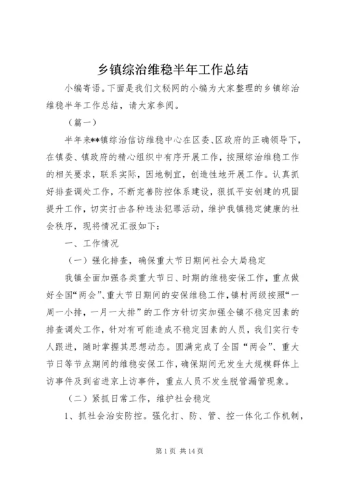 乡镇综治维稳半年工作总结.docx