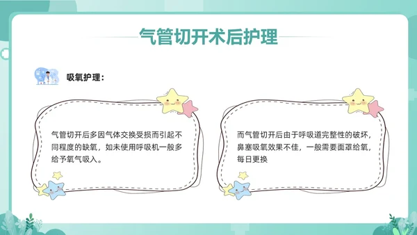 绿色卡通气管切开病人的护理PPT模板宣传PPT动态PPT