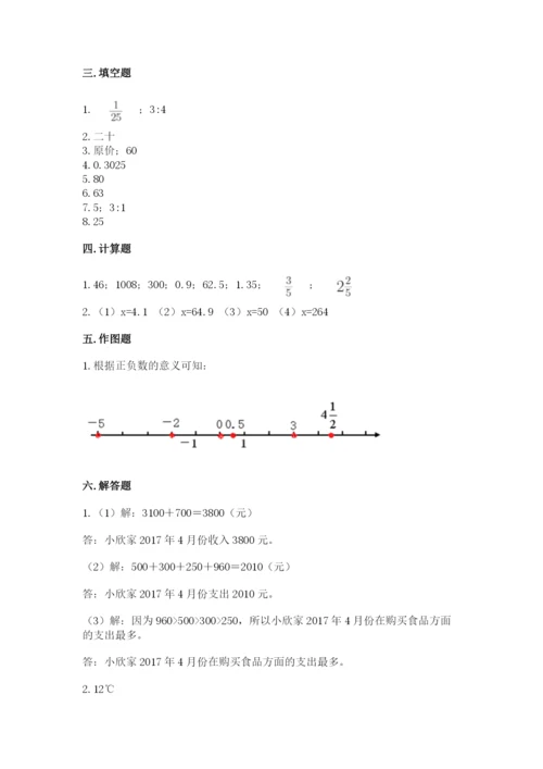 小学六年级下册数学期末卷及参考答案（综合题）.docx