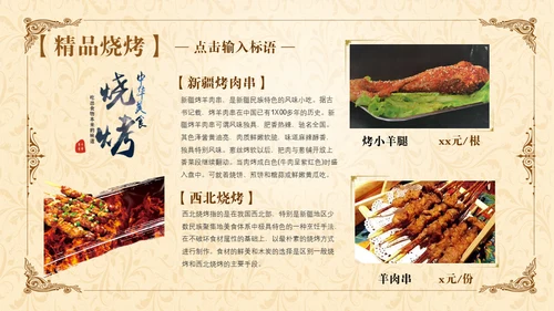 伊斯兰清真寺回民餐厅羊肉串美食通用PPT模板