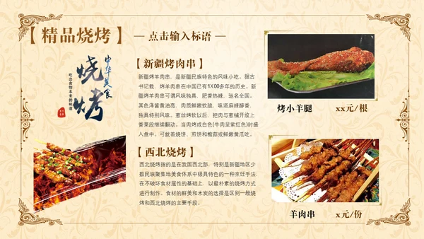 伊斯兰清真寺回民餐厅羊肉串美食通用PPT模板