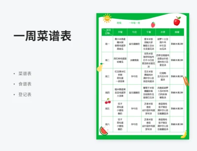 一周菜谱表