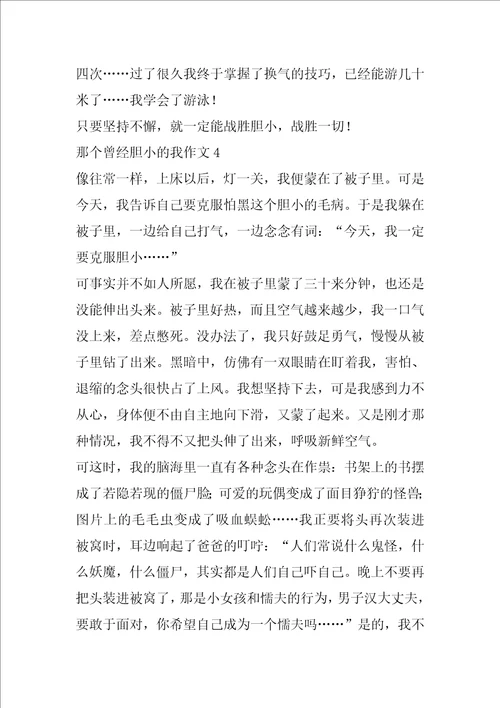 那个曾经胆小的我作文