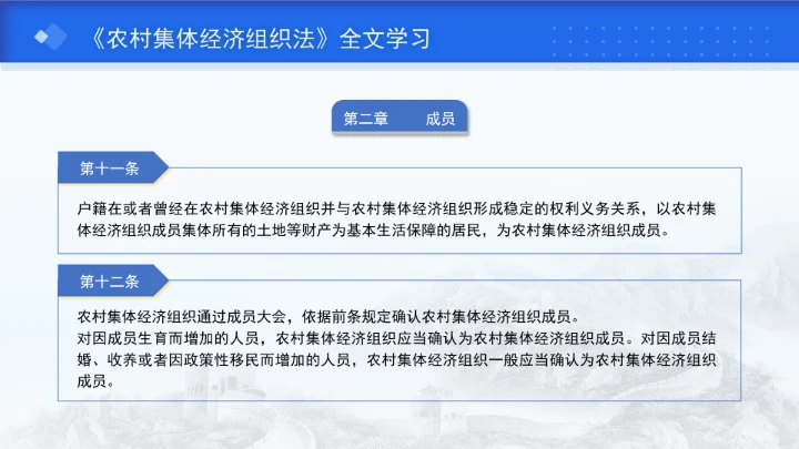 新修订中华人民共和国农村集体经济组织法解读学习PPT