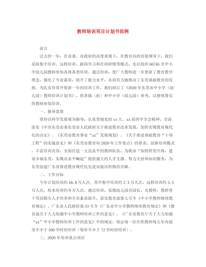 精编之教师培训项目计划书范例.docx