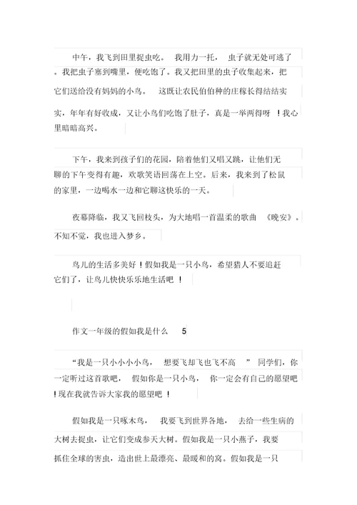作文一年级的假如我是什么