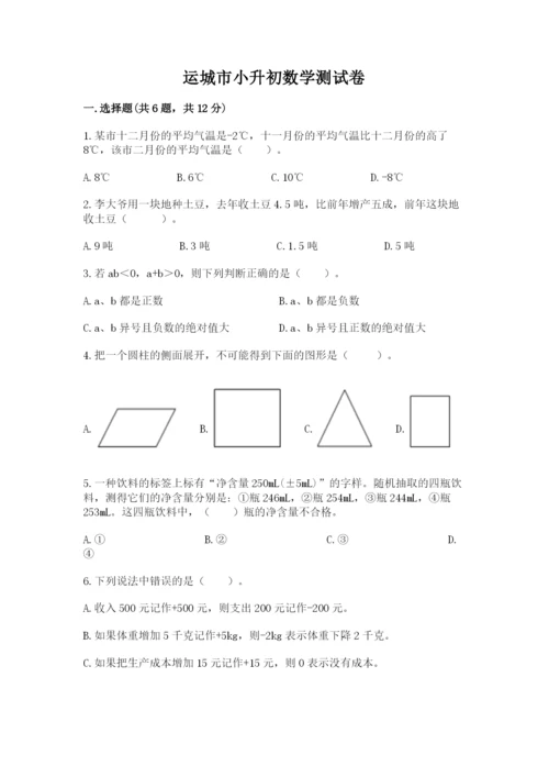 运城市小升初数学测试卷审定版.docx