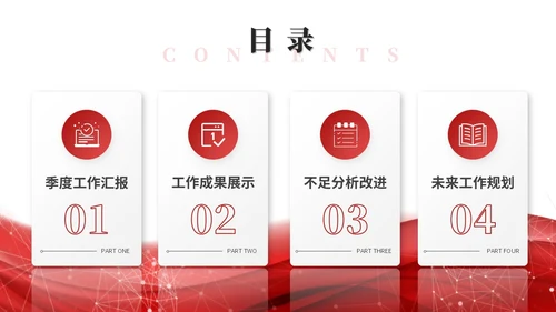 红色简约微粒体季度工作总结述职报告工作汇报ppt模板