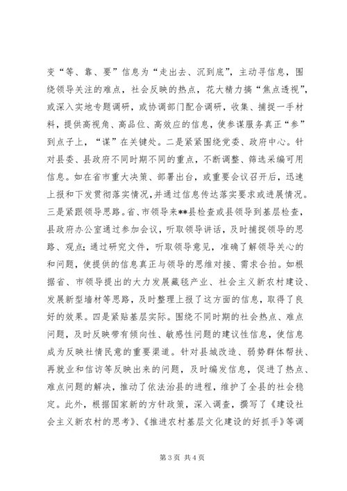 县政府办公室政务信息督查工作经验汇报材料.docx